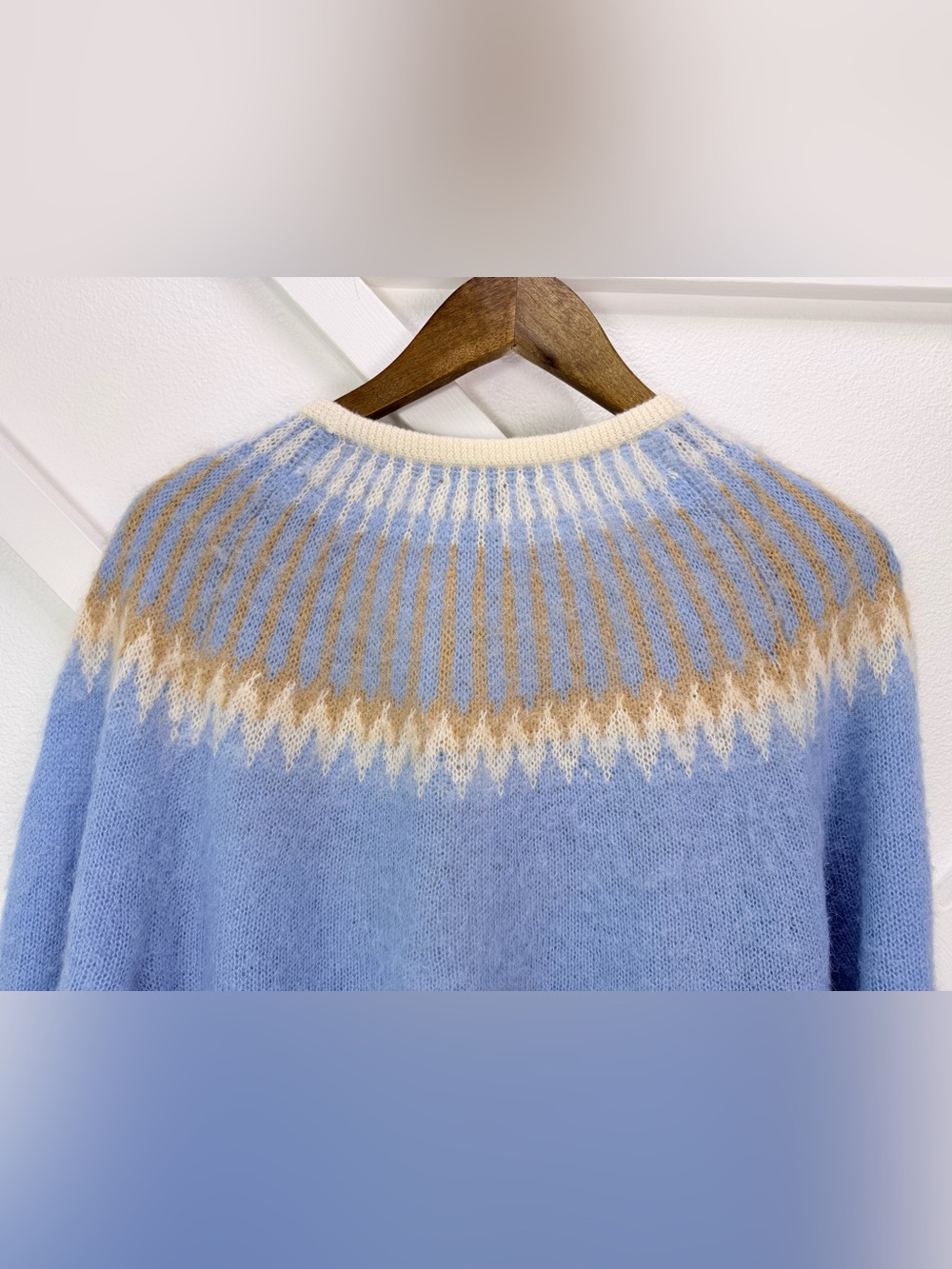 NWT J. Crew Fair Isle Cardigan Sweater Brushed Yarn Frosted Tundra Sand Blue XL - Picture 8 of 13